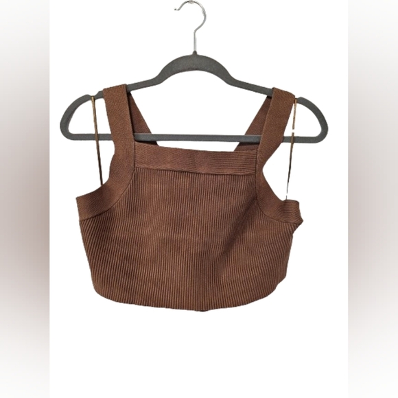 House of Harlow 1960 Brown Cross Back Crop Top Women's Size XL NWT - Picture 1 of 11